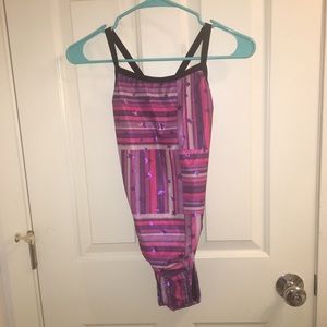 Purple speedo one piece bathing suit